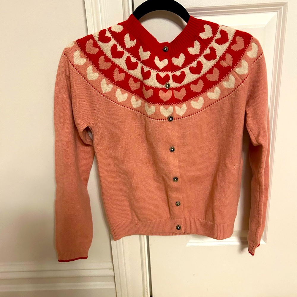 Mini Boden pink and red cardigan